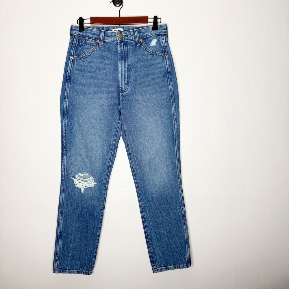 Wrangler High Rise Walker Heritage Slim 667 Distressed Denim Jeans Size 29x28